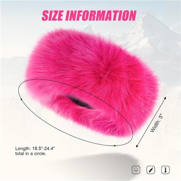 Faux Fur Headband for Women Rose - Picture 4 of 6